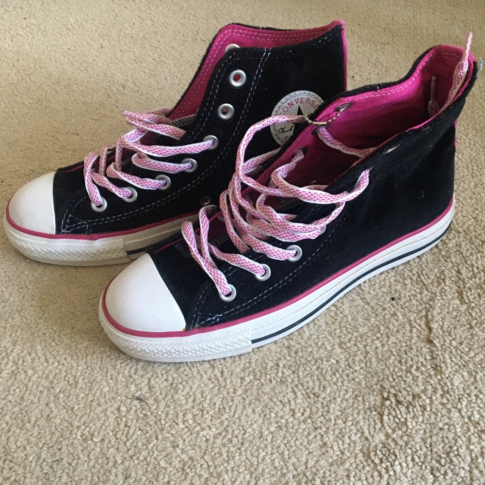 Black Pink Velvet Converse Hi Top Sneaker